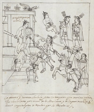 Ms Hunter 242 f.256r Evangelical Battle, fra Historia de Tlaxcala af Diego Munoz Camargo af Mexican School