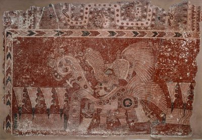 Mural Fragment med Elite mandlige og Maguey kaktusblade, Teotihuacán stil, klassisk periode, 500-550 af Mexican School