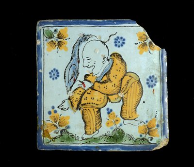 Flise med en grotesk kinesisk mand, ca. 1800 af Mexican School