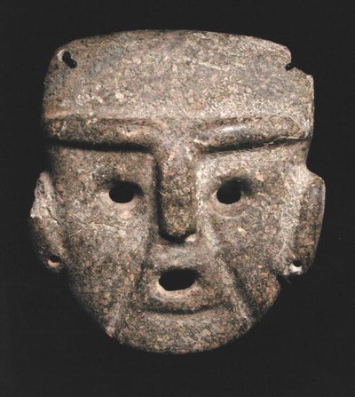 Maske, 300-100 f.Kr. (grønsten) af Mezcala Mezcala