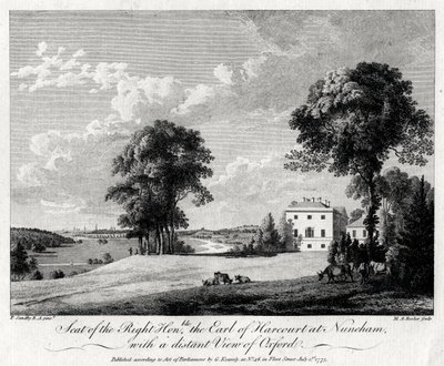 Sæde for den ærede jarl af Harcourt i Nuneham, med en fjern udsigt over Oxford, 1775. af Michael Angelo Rooker