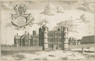 Tixall Hall and Gatehouse: kobberpladegravering, nd [1686] (tryk) af Michael Burghers