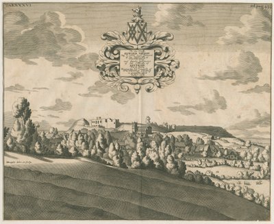 Tutbury Castle - Fjernsyn: kobberpladegravering, nd [c 1686] af Michael Burghers