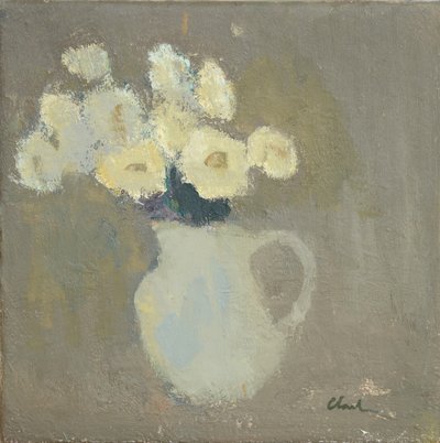 White Flowers, 2016 (olie på linned) af Michael G. Clark