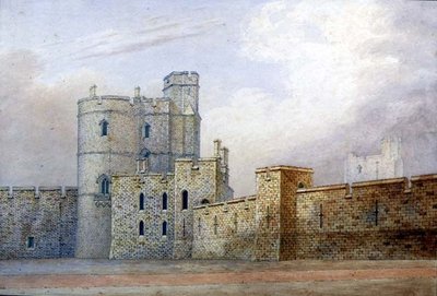 Windsor Castle, Military Knights Tower (pen & blæk og akvarel på papir) af Michael Gandy