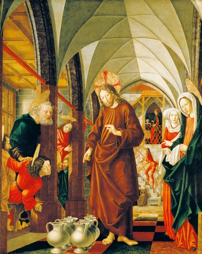 Bryllup i Cana, panel fra Stories of Christ, St. Wolfgang altertavle af Michael Pacher