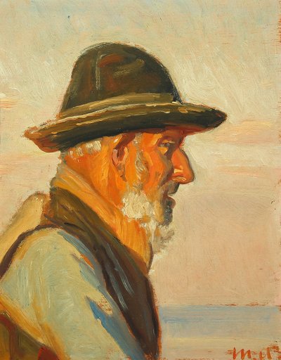 En fisker fra Skagen i sollyset. af Michael Peter Ancher