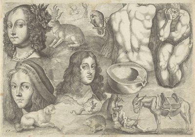 Studieark med tegningseksempler: hoveder, dyr, figurer Tegningseksempler (serietitel) af Michael Snijders