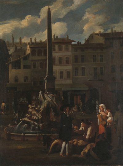 Markedsscene i Rom, Piazza Navona af Michael Sweerts (manner of)