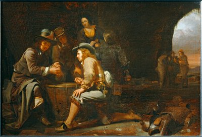 Soldater leger i en hule, der er omdannet til et vagthus. 1649 ... af Michael Sweerts