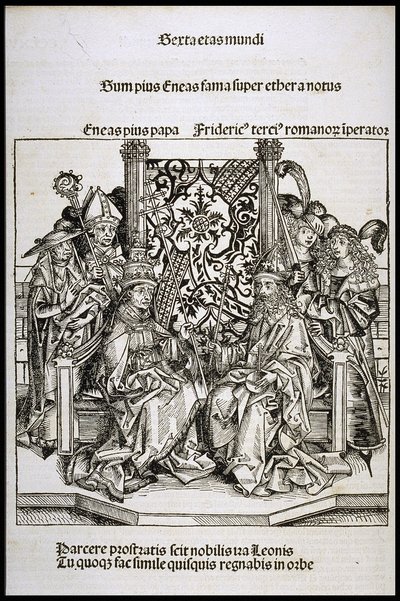 Møde mellem pave Pius II og Frederik III, kejser af Tyskland, ca 1493. af Michael Wolgemut