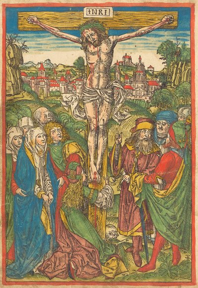 Die Kreuzigung mit der Heiligen Maria Magdalena af Michael Wolgemut