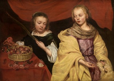To piger som Saint Agnes og Saint Dorothea, ca. 1650. af Michaelina Wautier