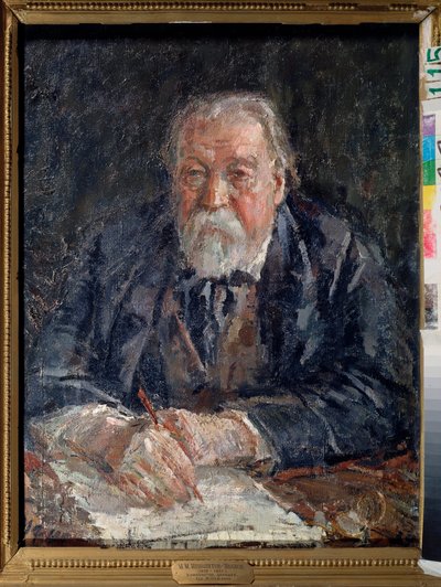 Portræt af komponisten Mikhail Ippolitov Ivanov (Ippolitov-Ivanov) (1859-1935). Maleri af Mikhail Fyodorovich Shemyakin (Chemiakin) (1875-1944), olie på lærred af Michail Fyodorovich Shemyakin