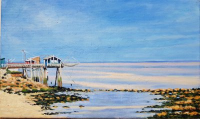 Carrelets i Gironde (olie på lærred) af Michel Bultet