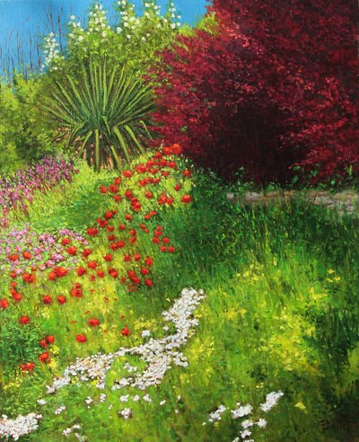 flowery bank (oliemaleri) af Michel Bultet