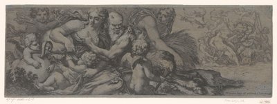 Faun met bacchante en putti af Michel Dorigny (attributed to)