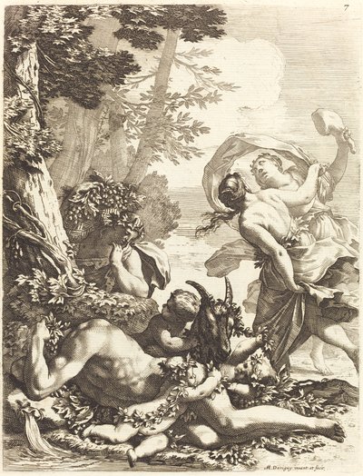 Bacchanal med Sovende Bacchus af Michel Dorigny