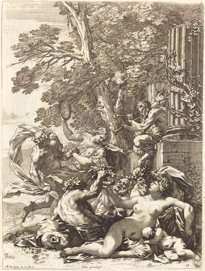 Bacchante med Sovende Barn af Michel Dorigny