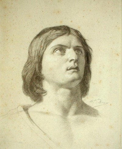 Head of a Youth (sort-hvidt kridt på papir) af Michel Dumas