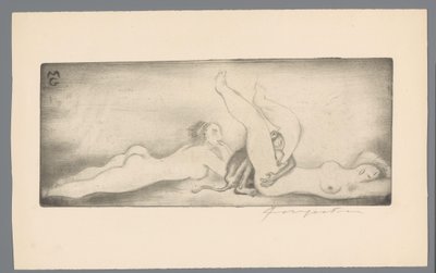 Ex libris af Gianni Mantero MG (titel på objekt) af Michel Fingesten (signed by artist)