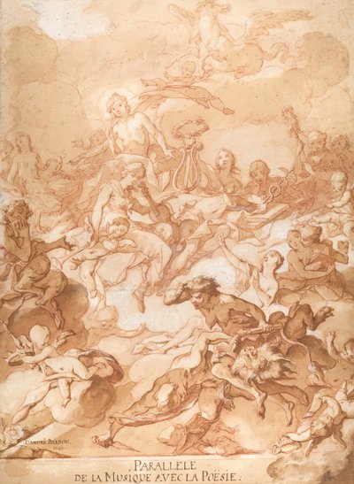 En allegori, der sammenligner musik og poesi, 1740. af Michel Francois Dandre Bardon