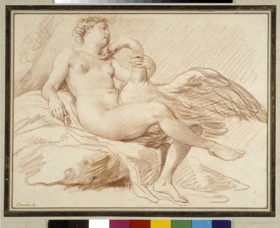 Leda og svanen (sanguine) af Michel Honore Bounieu