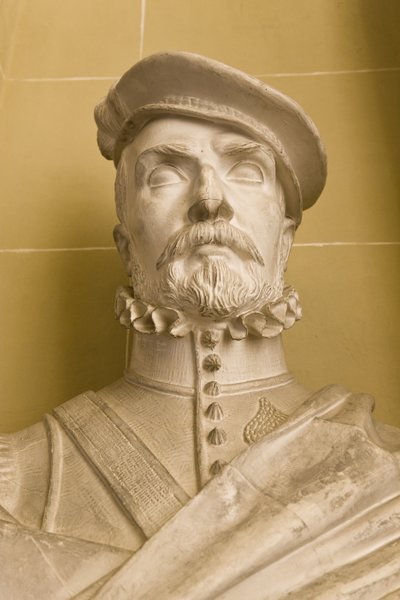 Kopi af en portrætbuste af Hernan Cortes (gips) af Victor Louis