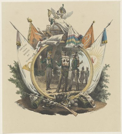 Medaljon med frivillige jægere fra Utrecht University, 1830 af Michel Mourot