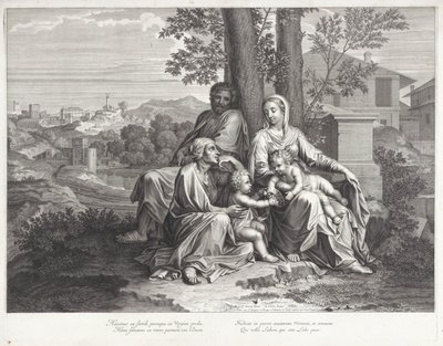 Hellig familie med Elizabeth og Johannes Døberen af Michel Natalis