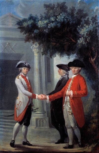 Den franske revolution: "Foreningen af tre ordener"". Repræsentation af deputerede for præsten, noblessen og tredjestaten (tredjestaten). Symbolet for den frie makoneri er repræsenteret til venstre. Maleri af Michel-Nicolas (Michel Nicolas) Perseval ( af Michel Nicolas Perseval