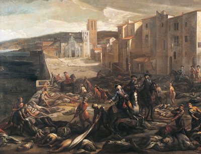 Pestofre, detalje fra Pest i Marseille af Michel Serre