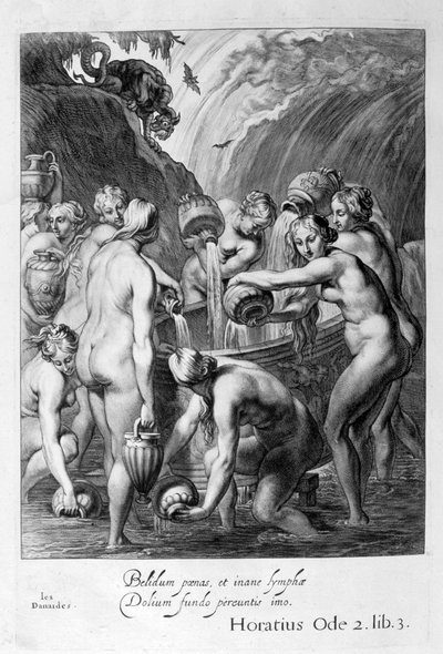 Danaiderne dømt til at fylde borede fartøjer med vand, 1655 af Michel de Marolles
