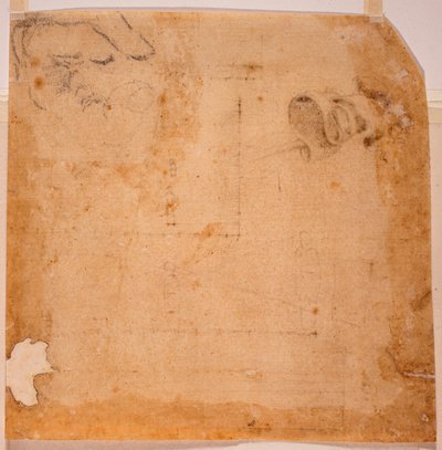 Perspektivstudier og banner af Michelangelo (after) Buonarroti