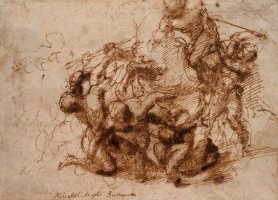 En kampscene, begyndelsen af det 16. århundrede. af Michelangelo Buonarroti