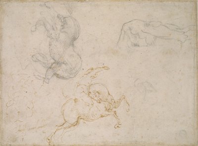 En rytter, der oplader og andre studier, 1500-tallet af Michelangelo Buonarroti