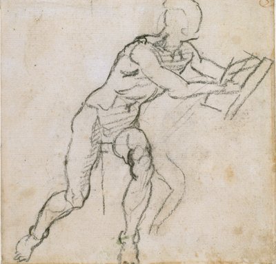 En nøgen siddende mand, c1490-1560 af Michelangelo Buonarroti