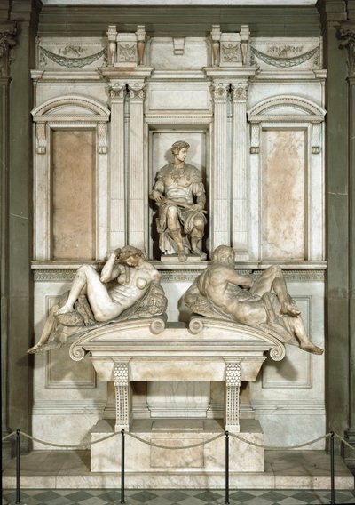 Allegori om dag og nat, Giuliano de Medicis mausoleum. Marmor skulptur af Michelangelo Buonarroti