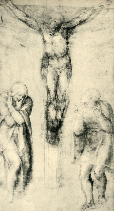 Kristus på korset mellem jomfruen og Johannes, c1560-1564, 1943. af Michelangelo Buonarroti