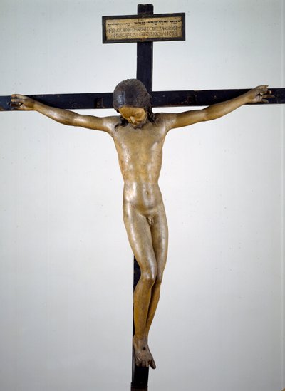 Krucifiks, ca.1492-94 (polykromt træ) af Michelangelo Buonarroti