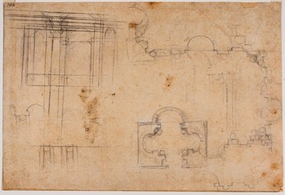 Grundplan og arkitektoniske opstalter af Sforza-kapellet af Michelangelo Buonarroti