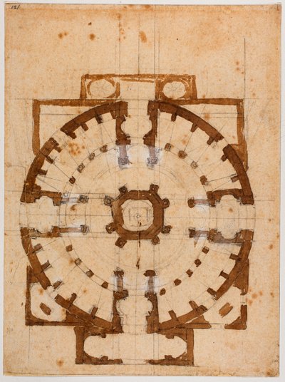 Grundplan for San Giovanni dei Fiorentini af Michelangelo Buonarroti
