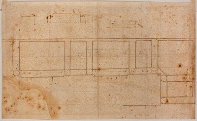 Plantegning af facaden på San Lorenzo af Michelangelo Buonarroti
