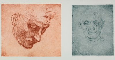 Set forfra af et ansigt, og et i profil; tegninger af Michelangelo. Casa Buonarroti, Firenze af Michelangelo Buonarroti