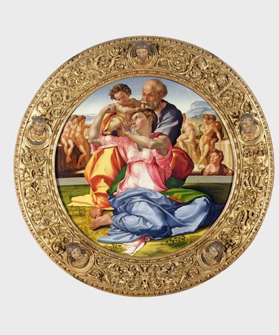 Hellig familie med St. John (Doni Tondo), 1504-05 (se også 156576) af Michelangelo Buonarroti