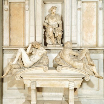 Italien, Firenze, Det nye sakristi i Medici-kapellet i Basilica di San Lorenzo i Firenze (UNESCOs verdensarv af Michelangelo Buonarroti
