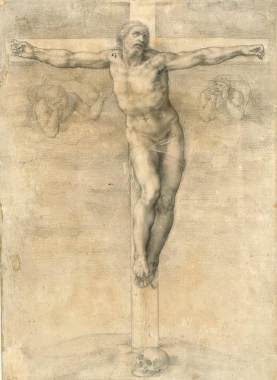 Korsfæstelse med to engle af Michelangelo Buonarroti