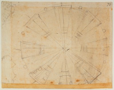 Lanterneplan for det nye sakristi af Michelangelo Buonarroti
