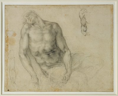 Den døde Kristus og to gentagelser af den højre arm ... af Michelangelo Buonarroti