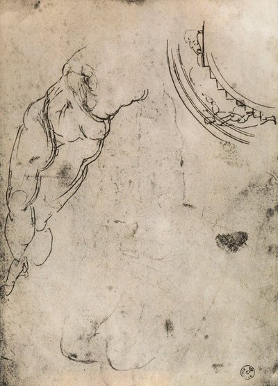 Mandlige ben, studie af Michelangelo. Kabinet for tegninger og tryk, Uffizi Gallery, Firenze af Michelangelo Buonarroti